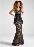 Venus Tiered Lace Gown - Black Venus Tiered Lace Gown - Black