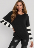 Venus VENUS | Stripe Sleeve Sweater in Black & White Venus VENUS | Stripe Sleeve Sweater in Black & White