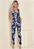 Venus Floral Print Jumpsuit in Navy Multi Venus Floral Print Jumpsuit in Navy Multi