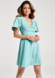 Venus Flutter Sleeve V-Neck Dress - Mint Venus Flutter Sleeve V-Neck Dress - Mint