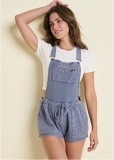 Venus Washed Textured Overalls in Dark Blue Venus Washed Textured Overalls in Dark Blue