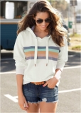 Venus Striped Detail Sweatshirt in White Multi Venus Striped Detail Sweatshirt in White Multi