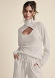 Venus Wrap Turtleneck Keyhole Top in Oatmeal Venus Wrap Turtleneck Keyhole Top in Oatmeal