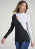 Venus Asymmetrical Colorblock Top in Black & White Venus Asymmetrical Colorblock Top in Black & White