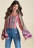 Venus Sandstorm Stripe Top in Pink Multi Venus Sandstorm Stripe Top in Pink Multi