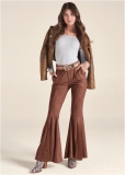 Venus Brown Multi FAUX-SUEDE FLARE PANTS Venus Brown Multi FAUX-SUEDE FLARE PANTS