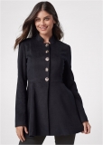 Venus Peplum Peacoat in Black Venus Peplum Peacoat in Black