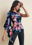 Venus One-Shoulder Printed Top in Black Multi Venus One-Shoulder Printed Top in Black Multi