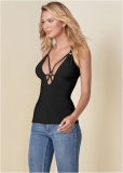 Venus Strappy Detail Top in Black Venus Strappy Detail Top in Black
