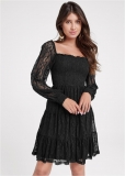 Venus Smocked Lace Tiered Dress - Black Venus Smocked Lace Tiered Dress - Black
