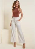 Venus Linen Crochet Side Pants in Bone Venus Linen Crochet Side Pants in Bone