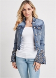 Venus Floral Embroidered Jacket in Medium Wash Venus Floral Embroidered Jacket in Medium Wash