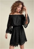 Venus Off-The-Shoulder Lace Dress - Black Venus Off-The-Shoulder Lace Dress - Black