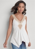 Venus Crochet Embellished Top in White Venus Crochet Embellished Top in White