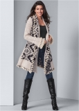 Venus VENUS | Mixed Print Duster in Cream & Black Venus VENUS | Mixed Print Duster in Cream & Black