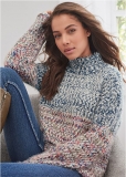Venus VENUS | Marled Knit Mock-Neck Sweater in Blue Multi Venus VENUS | Marled Knit Mock-Neck Sweater in Blue Multi