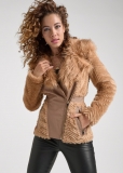 Venus Faux-Fur Side Zip Coat in Tan Venus Faux-Fur Side Zip Coat in Tan