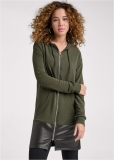 Venus Faux-Leather Tunic Jacket in Olive & Black Venus Faux-Leather Tunic Jacket in Olive & Black