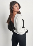 Venus VENUS | Twist V-Back Sweater in Off White & Black Venus VENUS | Twist V-Back Sweater in Off White & Black