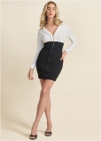 Venus Color Block Corset Dress - Black & White Venus Color Block Corset Dress - Black & White
