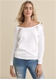 Venus Slash Detail Sweatshirt in White Venus Slash Detail Sweatshirt in White