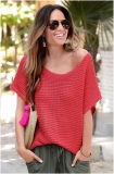 Venus VENUS | Open Knit Sweater in Coral Venus VENUS | Open Knit Sweater in Coral