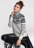 Venus VENUS | Fair Isle Turtleneck Sweater in White & Black Venus VENUS | Fair Isle Turtleneck Sweater in White & Black