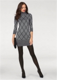 Venus Turtleneck Sweater Dress - Grey & Black Venus Turtleneck Sweater Dress - Grey & Black