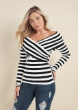 Venus Stripe Off-The-Shoulder Top in Black & White Venus Stripe Off-The-Shoulder Top in Black & White