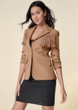 Venus Fringe Suiting Blazer in Camel Venus Fringe Suiting Blazer in Camel
