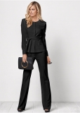 Venus Belted Pant Suit Set in Black Venus Belted Pant Suit Set in Black