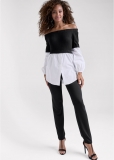 Venus Layered Shirting Jumpsuit in Black & White Venus Layered Shirting Jumpsuit in Black & White