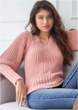 Venus VENUS | Ribbed V-Neck Sweater in Dusty Pink Venus VENUS | Ribbed V-Neck Sweater in Dusty Pink