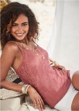 Venus Crochet Detail Tank in Pink Venus Crochet Detail Tank in Pink