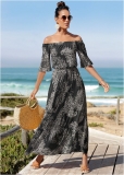 Venus Off-The-Shoulder Maxi Dress - Black Multi Venus Off-The-Shoulder Maxi Dress - Black Multi
