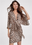 Venus Twist Front Animal Print Dress - Brown Multi Venus Twist Front Animal Print Dress - Brown Multi