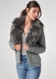 Venus VENUS | Faux Fur Trim Cardigan in Grey Venus VENUS | Faux Fur Trim Cardigan in Grey