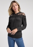 Venus Mesh And Lace Sweatshirt in Black Venus Mesh And Lace Sweatshirt in Black