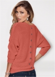 Venus VENUS | Button Back Detail Sweater in Burnt Orange Venus VENUS | Button Back Detail Sweater in Burnt Orange