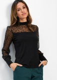 Venus Mesh Detail Top in Black Venus Mesh Detail Top in Black