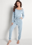 Venus Slash Sleeve Jumpsuit in Light Blue Venus Slash Sleeve Jumpsuit in Light Blue
