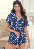 Venus Navy Multi Short Sleeve Pajama Set Venus Navy Multi Short Sleeve Pajama Set