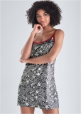 Venus Black Multi SATIN SLEEP CHEMISE Venus Black Multi SATIN SLEEP CHEMISE