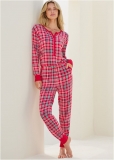 Venus Festive Flannel HENLEY PJ ONESIE Venus Festive Flannel HENLEY PJ ONESIE