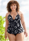 Venus Plus Size Ruched Goddess Tankini Top Bikini - Nighttime Blooms Venus Plus Size Ruched Goddess Tankini Top Bikini - Nighttime Blooms