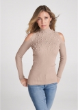 Venus Plus Size Pearl And Stone Embellished Sweater in Moonlight Venus Plus Size Pearl And Stone Embellished Sweater in Moonlight
