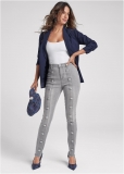 Venus Plus Size Button Detail Skinny Jeans in Grey Denim Venus Plus Size Button Detail Skinny Jeans in Grey Denim