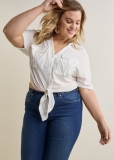 Venus Plus Size Cropped Button-Up Top Venus Plus Size Cropped Button-Up Top