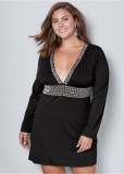 Venus Plus Size Plunging Embellished Dress Venus Plus Size Plunging Embellished Dress