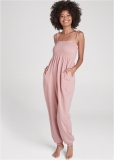 Venus Plus Size Smocked Lounge Jumpsuit in Heathered Pink Venus Plus Size Smocked Lounge Jumpsuit in Heathered Pink